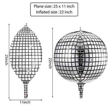 Gejoy 20 Pcs Disco Ball Balloons 22 Inch 4D Disco Balloons Large Laser Foil Metallic Mirror for Disco Dance Party New Year Decorations