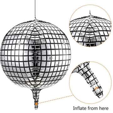 Gejoy 20 Pcs Disco Ball Balloons 22 Inch 4D Disco Balloons Large Laser Foil Metallic Mirror for Disco Dance Party New Year Decorations