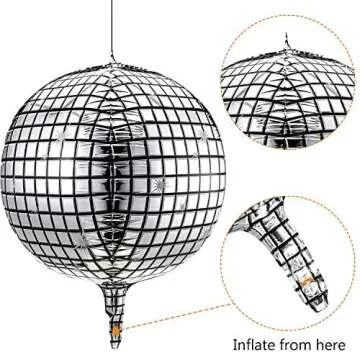 Gejoy 20 Pcs Disco Ball Balloons 22 Inch 4D Disco Balloons Large Laser Foil Metallic Mirror for Disco Dance Party New Year Decorations