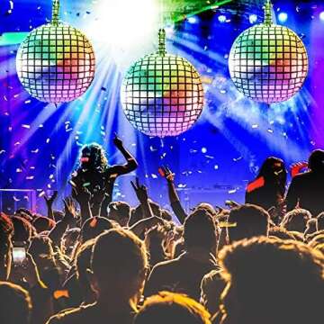 Gejoy 20 Pcs Disco Ball Balloons 22 Inch 4D Disco Balloons Large Laser Foil Metallic Mirror for Disco Dance Party New Year Decorations