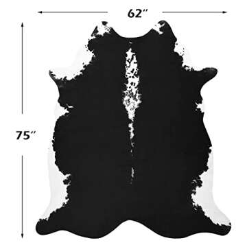 BENRON Large Cowhide Rug Black Cow Rug 5.3x6.2ft Animal Rug Faux Cow Print Rug Premimum Cow Skin Rug...
