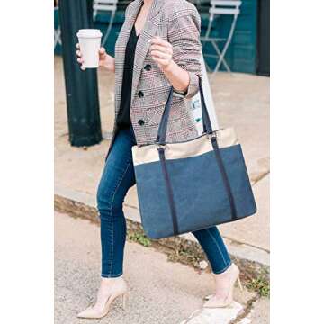 Women's Work Bag with Laptop Compartment Zipper Pockets Teacher Totes Purse