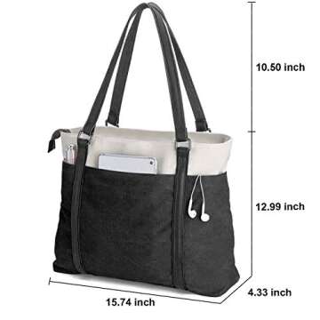 Women's Work Bag with Laptop Compartment Zipper Pockets Teacher Totes Purse