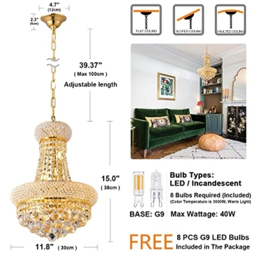 Elegant BEIRIO 8-Lights Crystal Chandelier for Home
