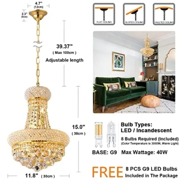 Elegant BEIRIO 8-Lights Crystal Chandelier for Home