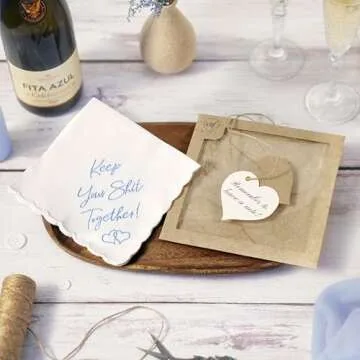 W&F GIFT Something Blue Wedding Handkerchief for Brides