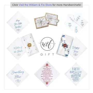 W&F GIFT Something Blue Wedding Handkerchief for Brides