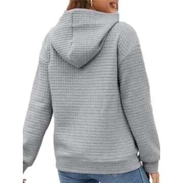 NOVEPT Women's Casual Gray Hoodie - Comfy Waffle Design