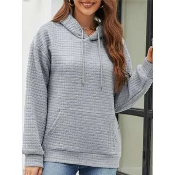 NOVEPT Women's Casual Gray Hoodie - Comfy Waffle Design