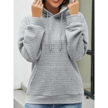 NOVEPT Women's Casual Gray Hoodie - Comfy Waffle Design