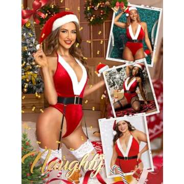 Sexy Red RSLOVE Christmas Teddy Bodysuit for Women