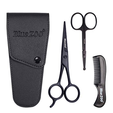 BlueZOO Beard Mustache Scissors & Comb Kit - Grooming Essentials