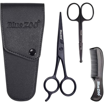 BlueZOO Grooming Scissors & Comb Kit for Men & Women
