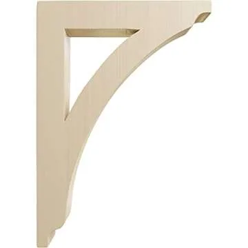 Ekena Millwork BKTW01X08X12THRW-CASE-4 Large Thorton Wood Wood Brackets, 1 3/4"W x 8 1/2"D x 12"H (4-Pack), Rubberwood