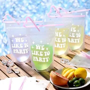Nefelibata 16 Pcs Bachelorette Party Drink Pouches Wife of the Party We Like to Party 15 Oz Drink Pouches with Straws Bride and Bridesmaid Party Cups for Adults Wedding Gifts