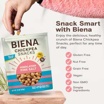BIENA Chickpea Snacks - Crunchy Vegan Protein Treats