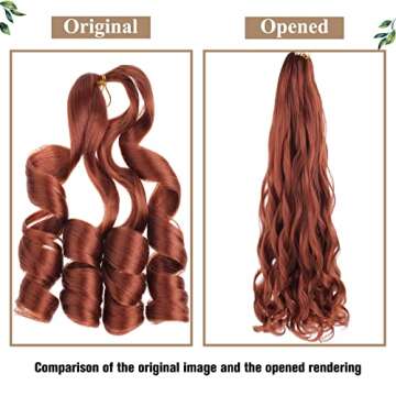 COOKOO 9 Packs 26 Inch Ginger French Curly Braiding Hair for Black Women Pre-Stretched Bouncy Braids Hair Wavy Texture Braiding Synthetic Hair Extensions for Box braid Crochet Hair 350#