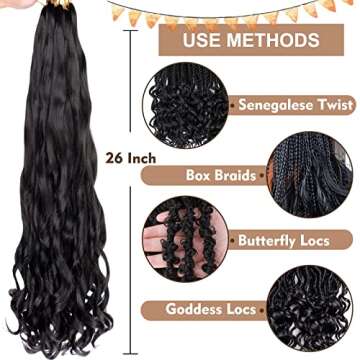 COOKOO 9 Packs 26 Inch Ginger French Curly Braiding Hair for Black Women Pre-Stretched Bouncy Braids Hair Wavy Texture Braiding Synthetic Hair Extensions for Box braid Crochet Hair 350#