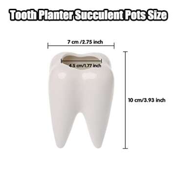Small Ceramic Succulent Pots - 3" Teeth Shape Planters Indoor & Outdoor for Succulents and Herbs, Pe...