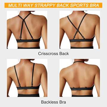 RUUHEE Women Workout Sports Bra Backless Criss Cross Halter Padded Low Impact Yoga Crop Bras(Medium,Black-4)