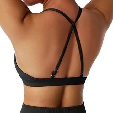 RUUHEE Women Workout Sports Bra Backless Criss Cross Halter Padded Low Impact Yoga Crop Bras(Medium,Black-4)