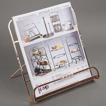 Creative Home Renaissance Copper Plated Cookbook Holder, Copper, 10" x 7-1/8" x 9-7/8"