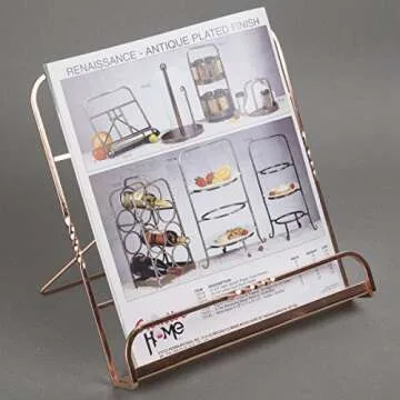 Creative Home Renaissance Copper Plated Cookbook Holder, Copper, 10" x 7-1/8" x 9-7/8"