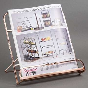 Creative Home Renaissance Copper Plated Cookbook Holder, Copper, 10" x 7-1/8" x 9-7/8"