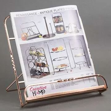 Creative Home Renaissance Copper Plated Cookbook Holder, Copper, 10" x 7-1/8" x 9-7/8"