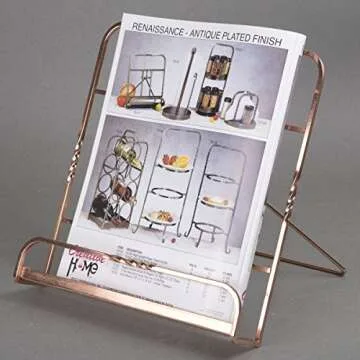 Creative Home Renaissance Copper Plated Cookbook Holder, Copper, 10" x 7-1/8" x 9-7/8"