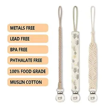 Kapihouse Pacifier Clips for Boys and Girls, Baby Holder Leash, Teething Toy Or Soothie by Hand-Made Braided(4 Pack A)