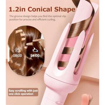Auto Hair Curler, Automatic Curling Iron with 4 Temperature & 3 Timer, Automatic Shut-Off, Anti-Scal...