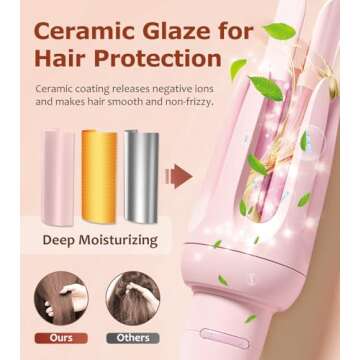 Auto Hair Curler, Automatic Curling Iron with 4 Temperature & 3 Timer, Automatic Shut-Off, Anti-Scald, Anti-Tangle Rotating Curling Wand for Hair Styling, Pink