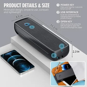 Portable Wireless Bluetooth Thermal Travel Printer