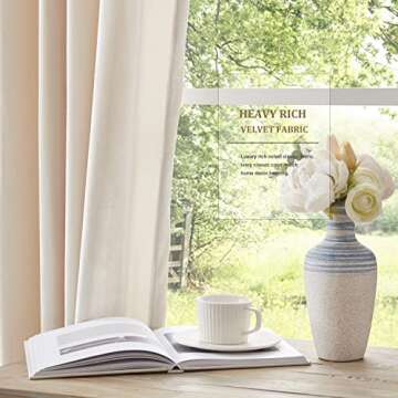 BULBUL Cream Velvet Blackout Curtains - Set of 2 Panels