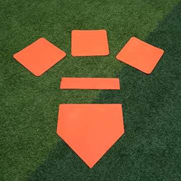 Eco Walker Thrown Down Baseball Bases Perfect for Baseball, Teeball, Softball, Kickball, Kids, Backyard, Practice and School (Orange)