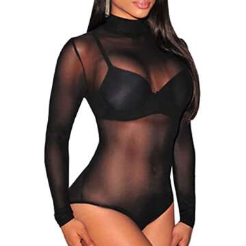 Lrady Women's Sheer Mesh Bodysuit for Fashion Lovers
