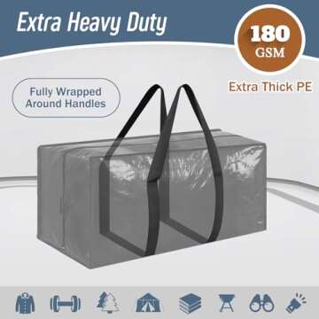 Extra Heavy Duty Large Moving Bags - 6 Pack Durable Storage