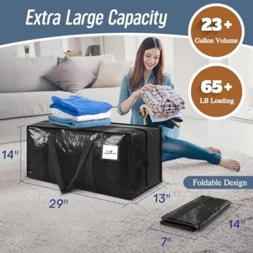 Extra Heavy Duty Large Moving Bags - 6 Pack Durable Storage