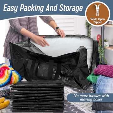Extra Heavy Duty Large Moving Bags - 6 Pack Durable Storage