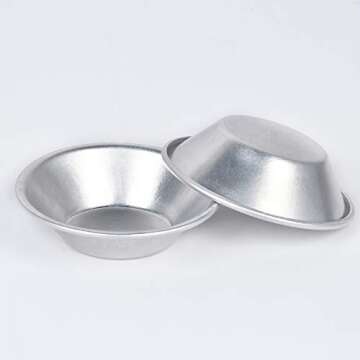 25 Pack Egg Tart Molds, Tartlets Dessert Mold Pans Tiny Pie Tin Puto Cup Bakeware Muffin Cupcake Cake Cookie Mold Baking Tool, Aluminum Round Reusable Nonstick Dessert Mold