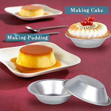 25 Pack Egg Tart Molds, Tartlets Dessert Mold Pans Tiny Pie Tin Puto Cup Bakeware Muffin Cupcake Cake Cookie Mold Baking Tool, Aluminum Round Reusable Nonstick Dessert Mold