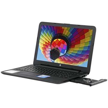 HP Notebook Laptop 15.6 HD Vibrant Display Quad Core AMD E2-7110 APU 1.8GHz 4GB RAM 500GB HDD DVD Windows 10