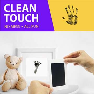 Clean Touch Ink Pad for Baby Handprints and Footprints – Inkless Infant Hand & Foot Stamp – Safe...