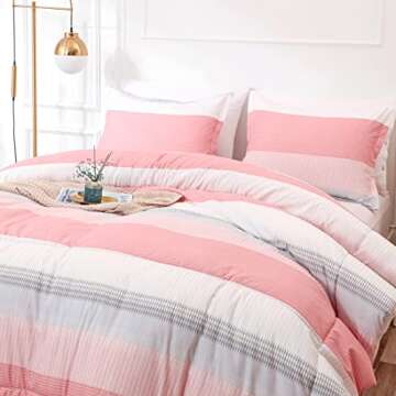 Anyfun Pink Comforter Set Queen for All Seasons