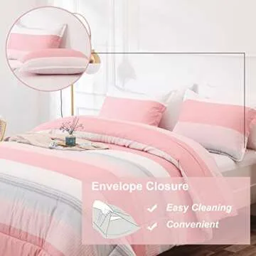 Anyfun Pink Comforter Set Queen for All Seasons