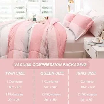 Anyfun Pink Comforter Set Queen for All Seasons