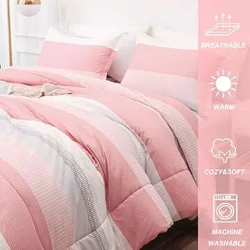 Anyfun Pink Comforter Set Queen for All Seasons
