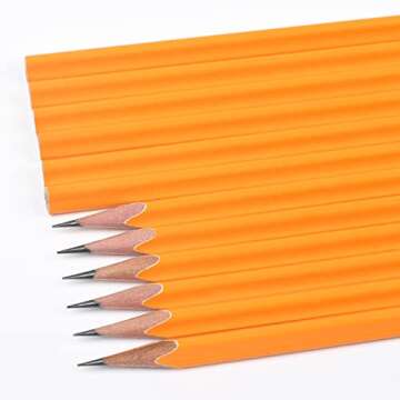 PABLUE HB Graphite Pencils, Triangular Concave Grip Pencils, Fat, Thick, Strong, with Eraser, Sharpener, Suitable for School, Student, Art, Beginner,Drawing,Sketching,Shading (Yellow, 144 Count)