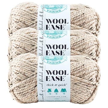 Lion Brand Wool-Ease Thick & Quick Yarn in Oatmeal 3 Pack